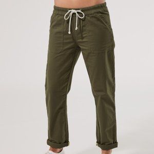Pact Army Green Twill Woven Roll Up Drawstring Utility Pant